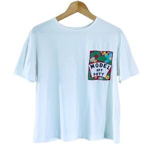 Zara Model Off Duty Tropical Patch T-Shirt
